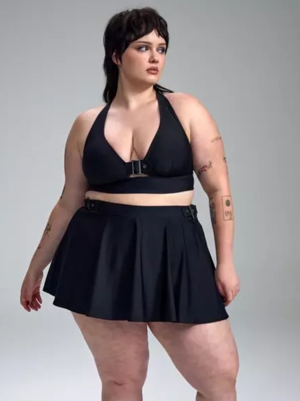 Torrid Black Buckle Swim Skirt and Halter Top Plus Size NWT Swimsuit